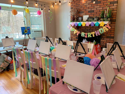 comfortable paint party setup example